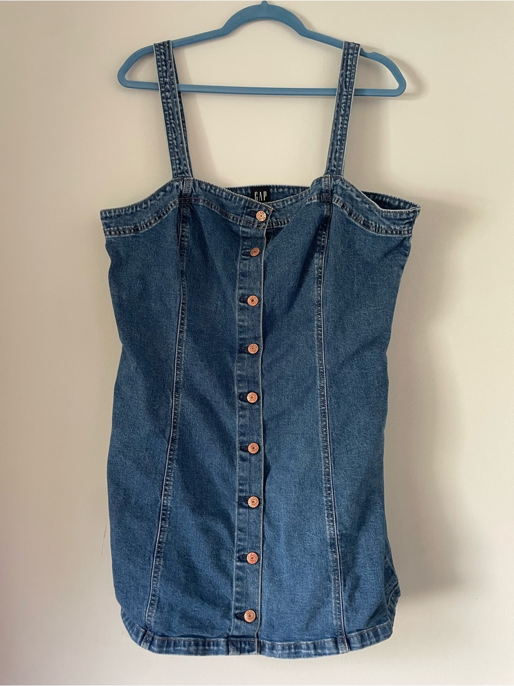 GAP Blue Denim Button-Front Overall Dress